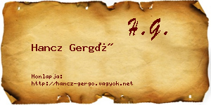 Hancz Gergő névjegykártya